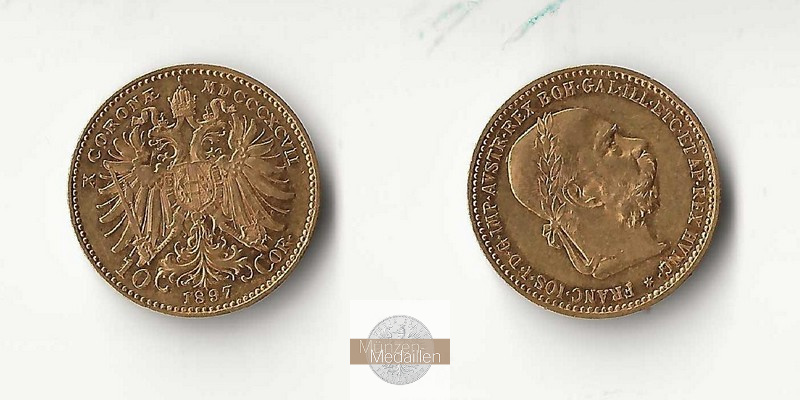 Österreich MM-Frankfurt Feingold: 3,05g 10 Kronen 1897 