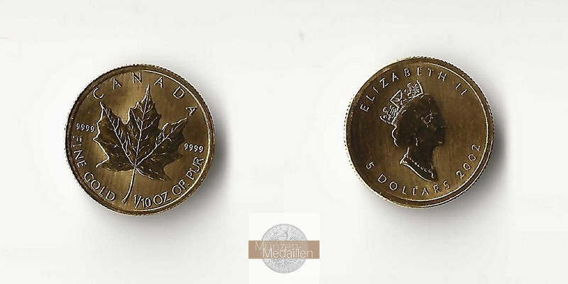 Kanada  5 Dollar MM-Frankfurt Feingold: 3,11g Maple Leaf 2002 