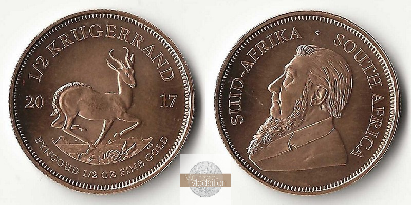 Süd Afrika, Republik seit 1961. MM-Frankfurt Feingold: 15.55g 1/2 Krügerrand 2017 