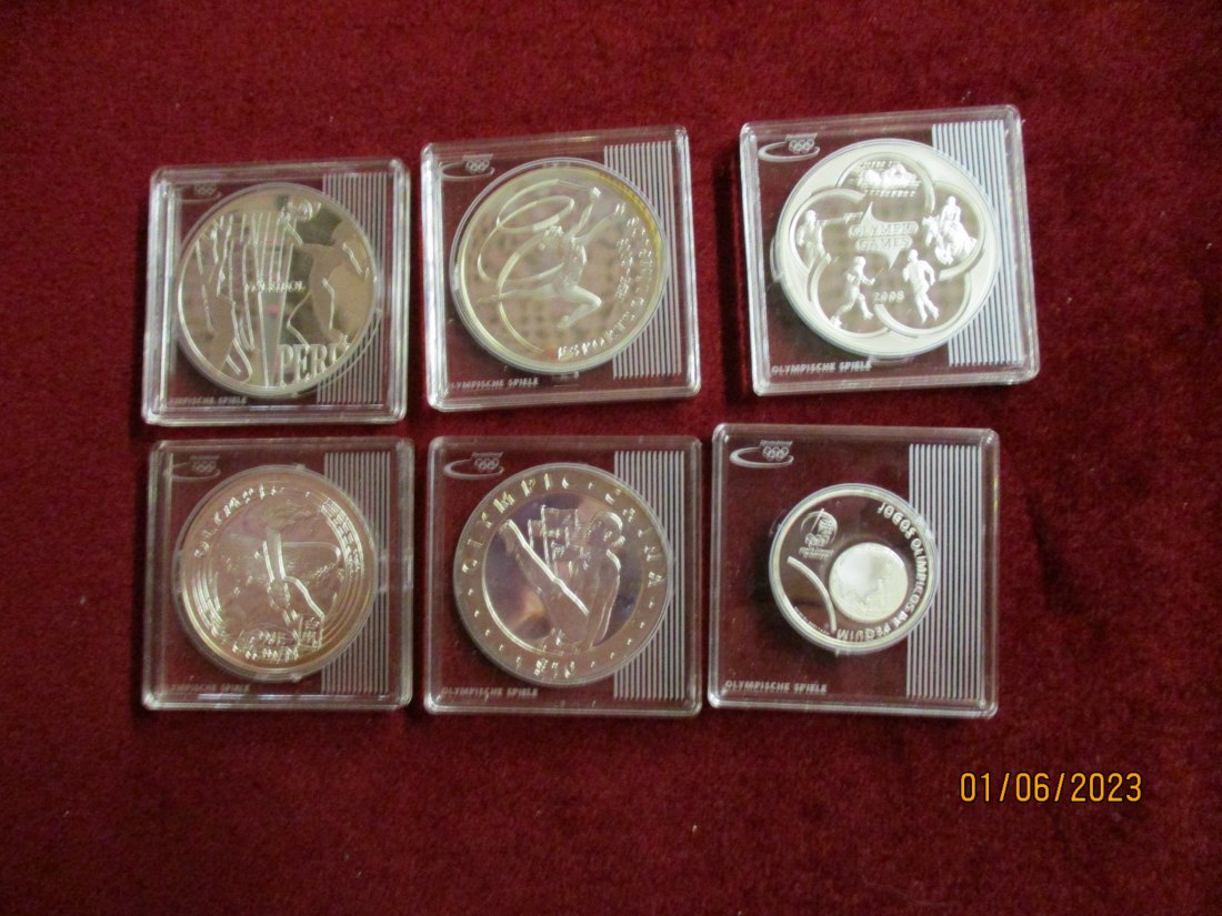  Lot Sammlung Münzen Olympische Spiele Silbermünzen 925er Silber /7   