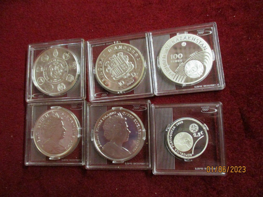  Lot Sammlung Münzen Olympische Spiele Silbermünzen 925er Silber /7   