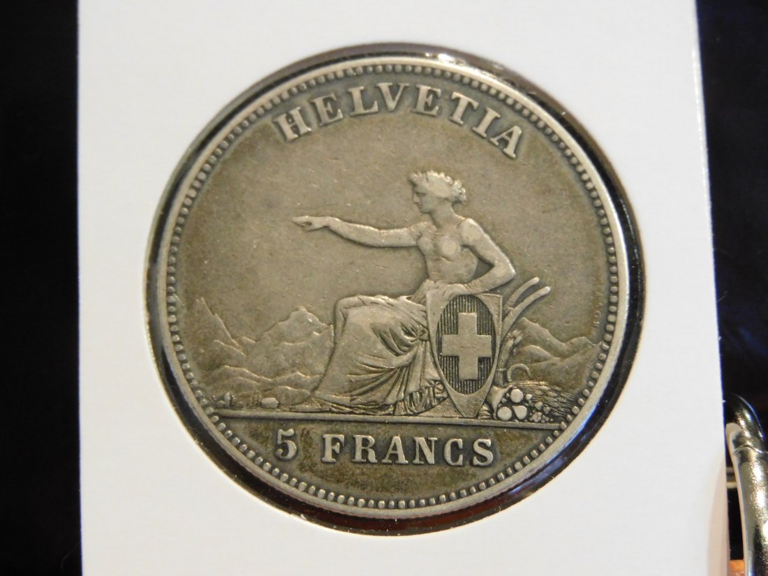  SWITZERLAND 5 FRANCS 1863 CHAUX-DE-FONDS.GRADE-PLEASE SEE PHOTOS.   