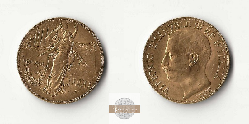 Italien, Vittorio Eman. II. (1861-1878) MM-Frankfurt  Feingold: 14,51g 50 Lire 1865 R 