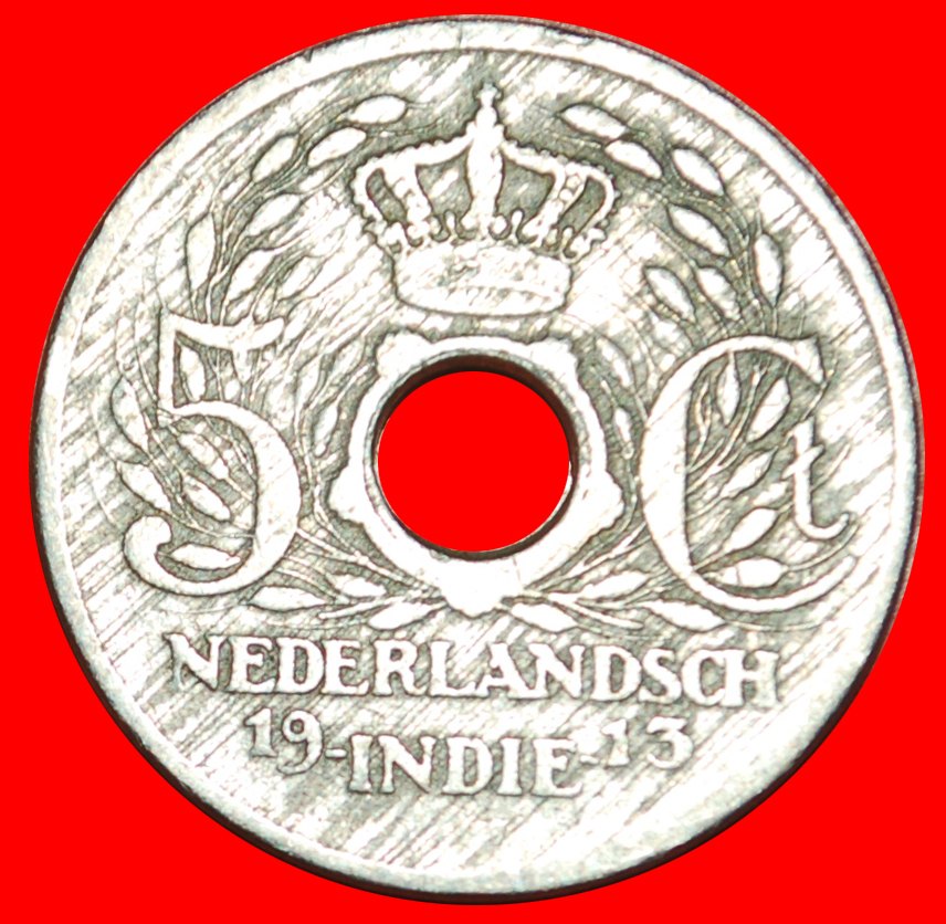  * NIEDERLANDE (1913-1922):NIEDERLÄNDISCH-INDIEN★5 CENTS 1913! WILHELMINA (1890-1948)★OHNE VORBEHALT!   