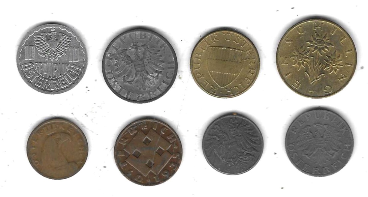  Österreich Lot mit 8 Münzen, SS-Stempelglanz, Einzelaufstellung und Scan siehe unten   