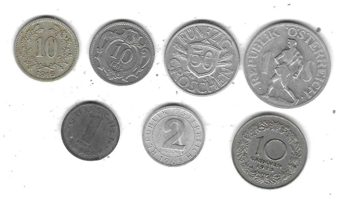  Österreich Lot mit 7 Münzen, SS-Stempelglanz, Einzelaufstellung und Scan siehe unten   