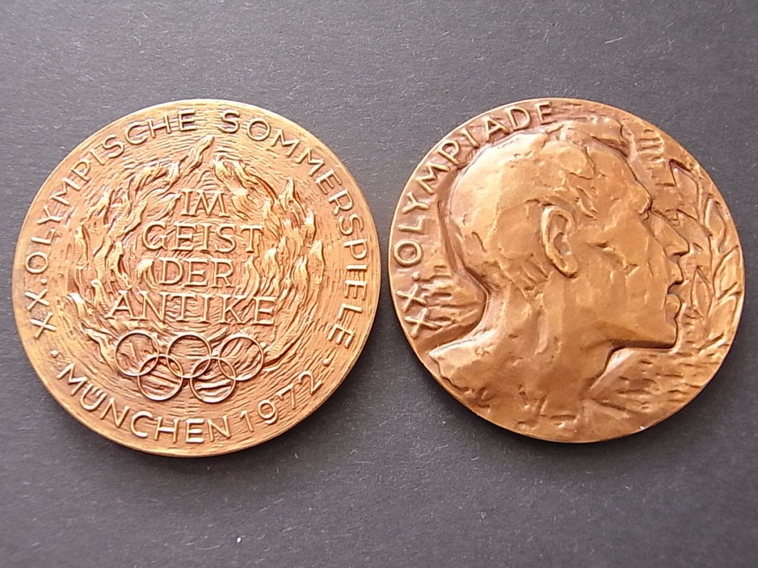  Olympiade München 1972 Zwei Medaillen Bronze 50mm   