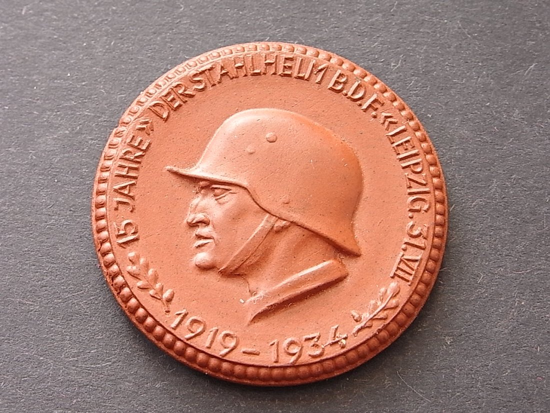  Medaille Porzellan 15 Jahre Der Stahlhelm Bund 1934 Gautreffen Leipzig   