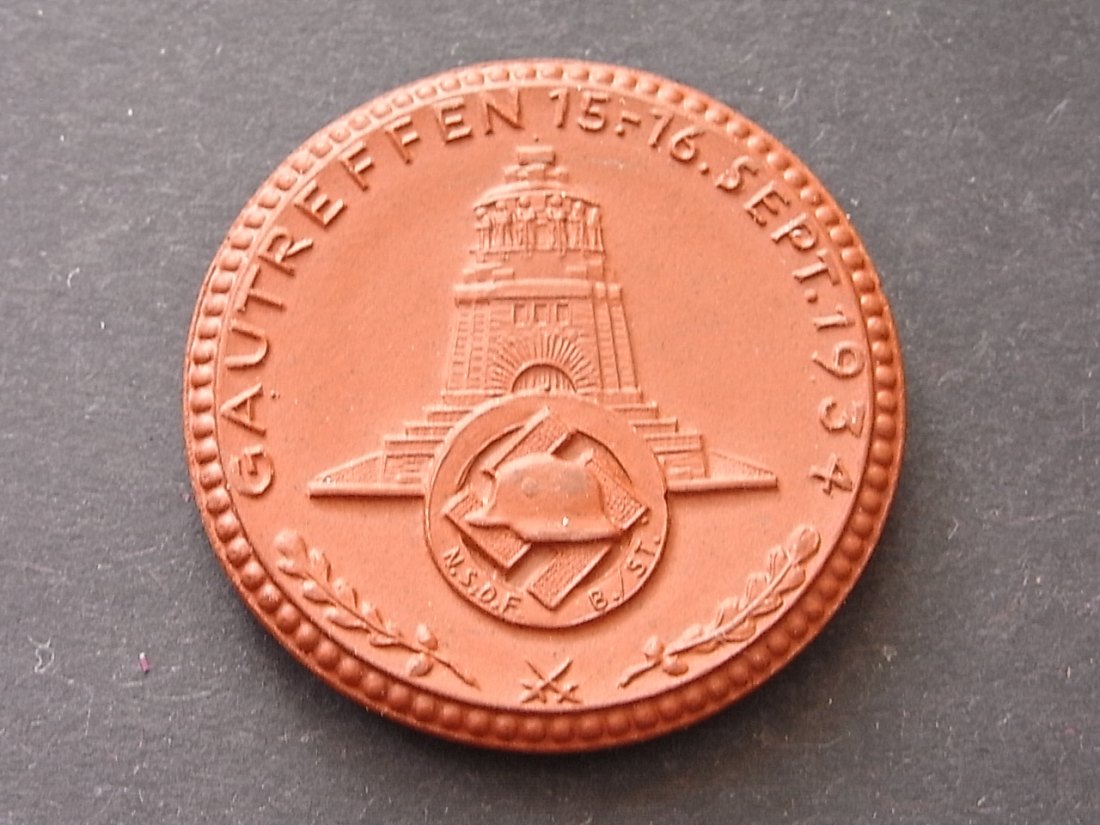  Medaille Porzellan 15 Jahre Der Stahlhelm Bund 1934 Gautreffen Leipzig   