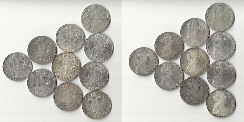  Österreich  10 x 1 Taler 1780 NP Maria Theresia   FM-Frankfurt   Feinsilber: 233,7g   