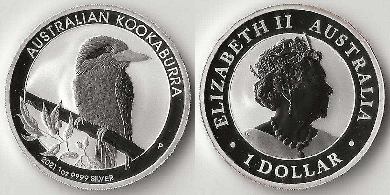  Australien,  1 Dollar  2021  Kookaburra FM-Frankfurt  Feinsilber: 31,1g   