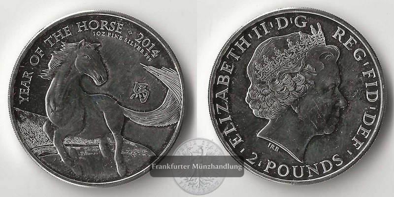  Großbritannien  2 Pounds Year of the Horse 2014  FM-Frankfurt  Feingewicht: 31,1g   