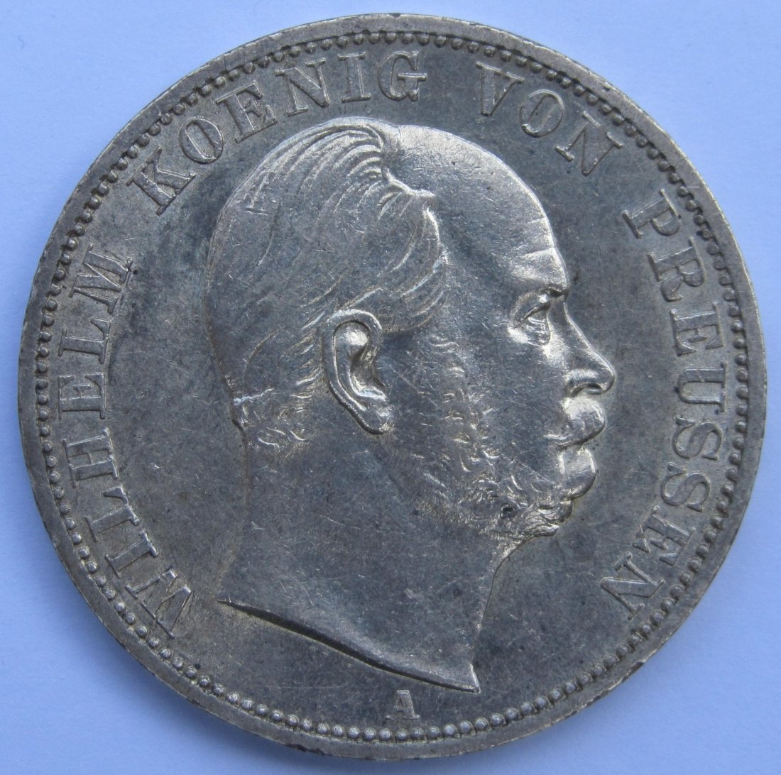  Preußen: 1 Taler Wilhelm I. 1867, Top-Erhaltung   
