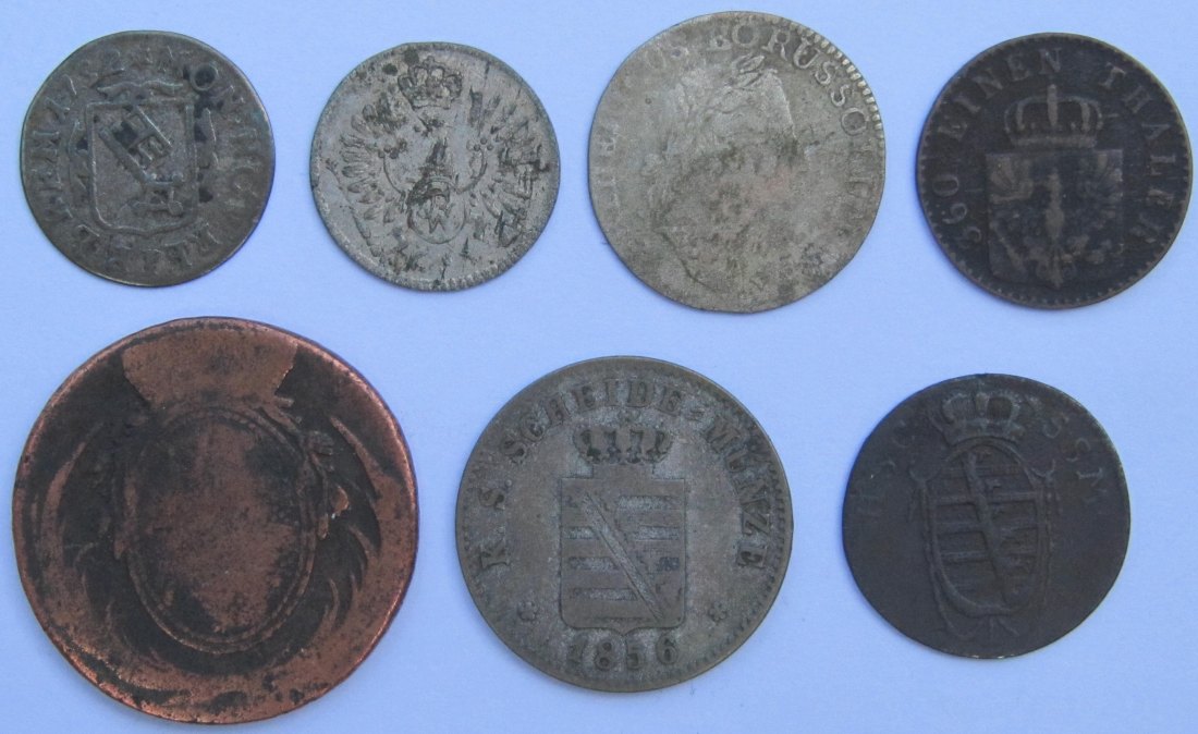  Altdeutschland: Lot aus sieben Kleinmünzen   