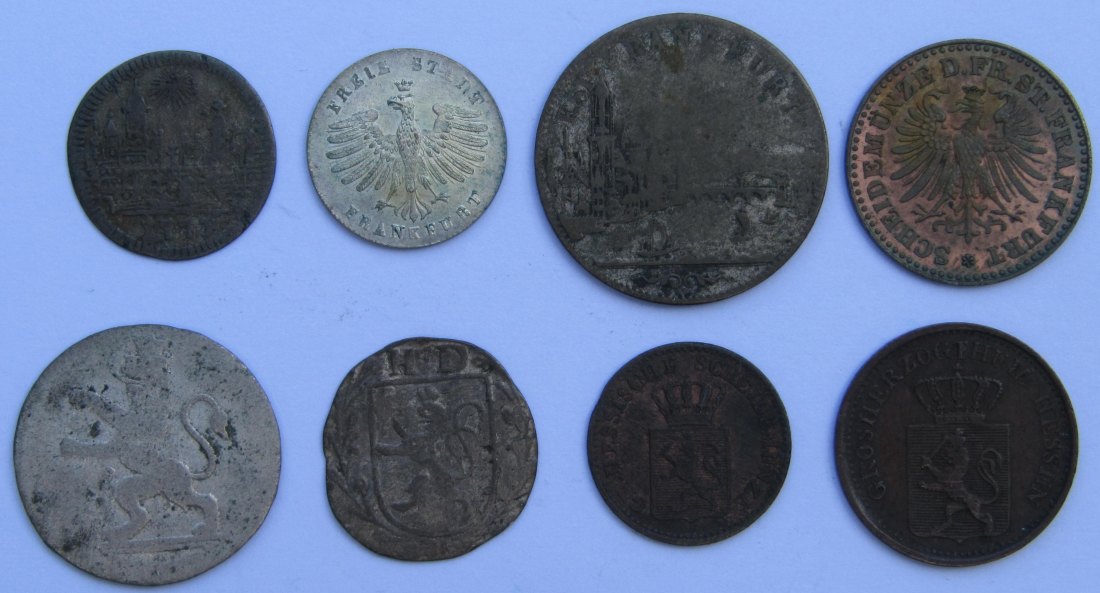  Altdeutschland: Lot aus acht Kleinmünzen Hessen   