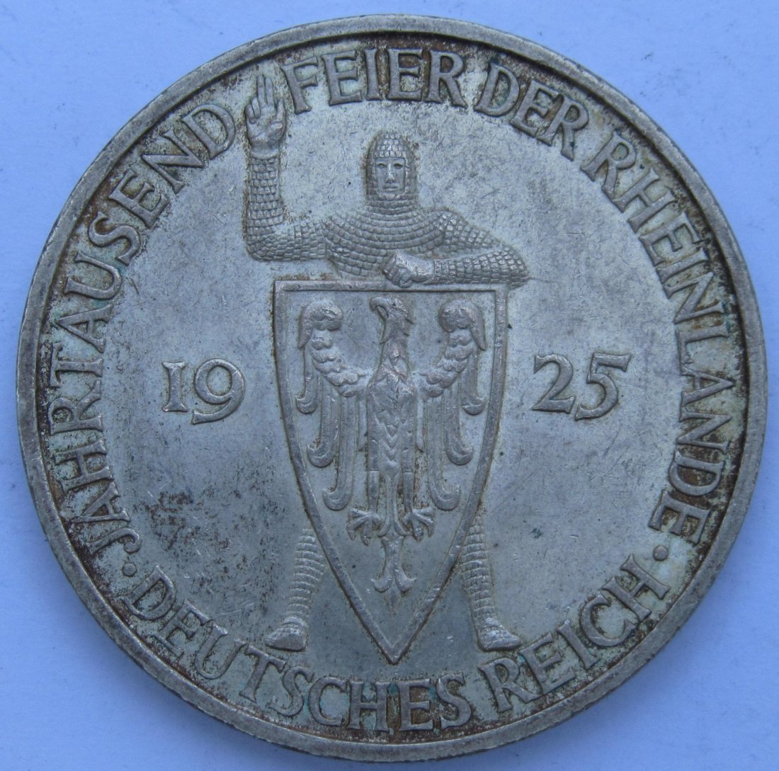  Weimarer Republik: 5 Mark Rheinlande (Jaeger 322), 1925 A   
