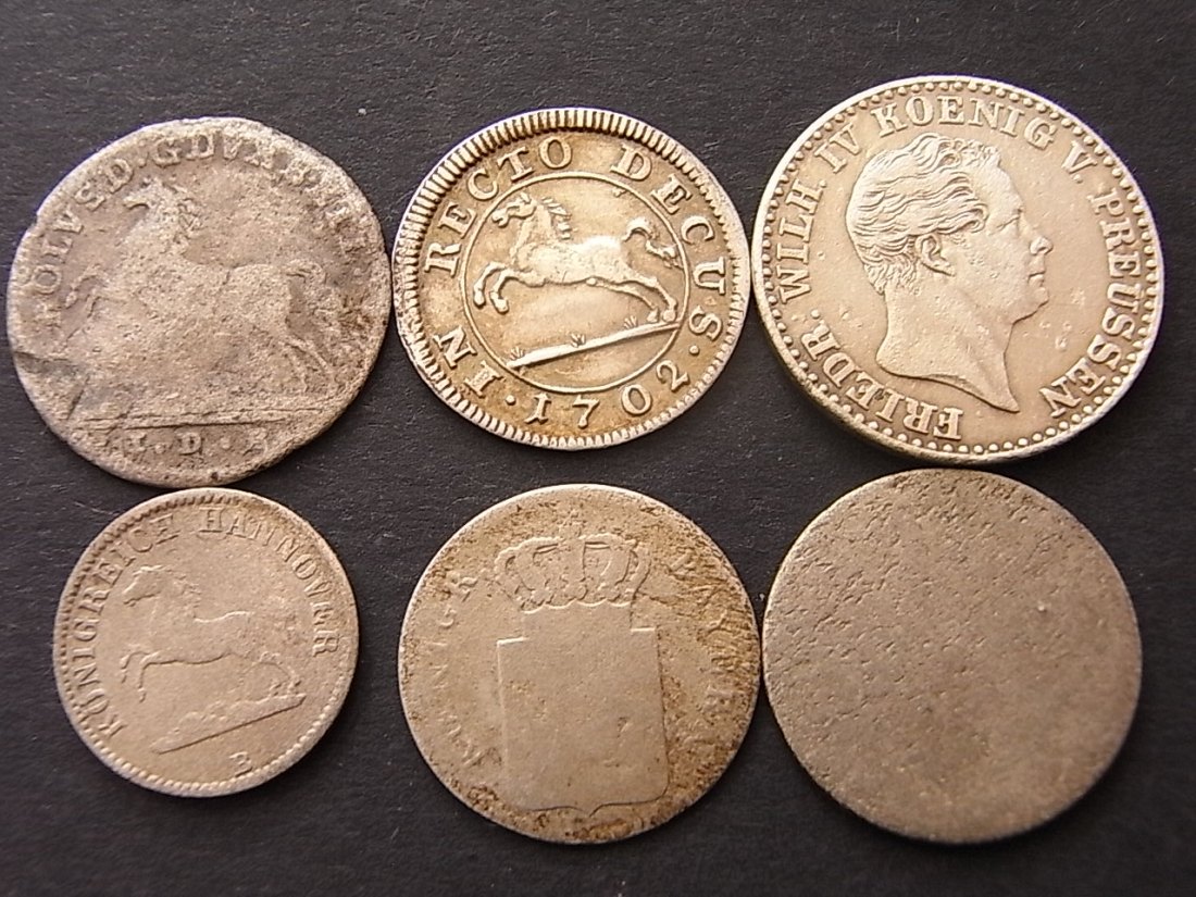  Altdeutschland 6 Kleinmünzen Billon   
