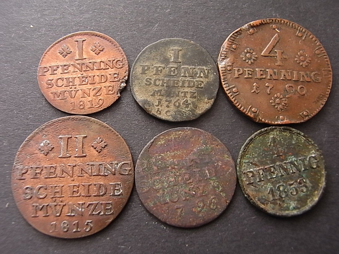  Altdeutschland 6 Kleinmünzen   