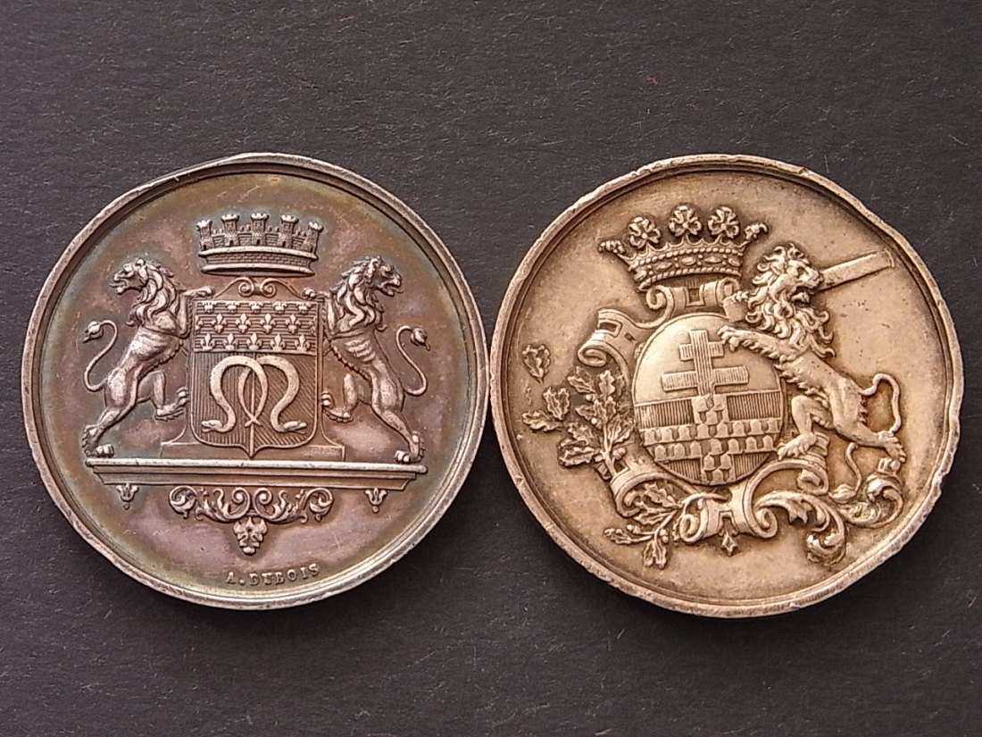  Frankreich 2 Silbermedaillen 1869 + 1855 32mm   