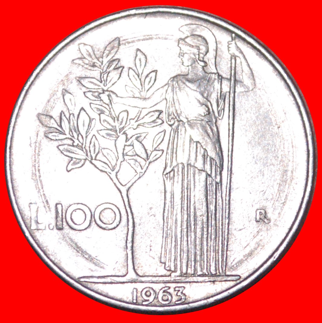  * GÖTTIN MINERVA (1954-1989): ITALIEN ★ 100 LIRE 1963R! OHNE VORBEHALT!   