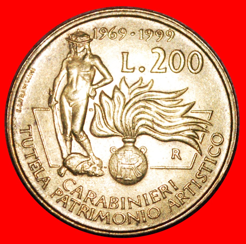  * NUDE DAVID: ITALY ★ 200 LIRAS 1969-1999R CARABINIERI! MINT LUSTRE! LOW START ★ NO RESERVE!   