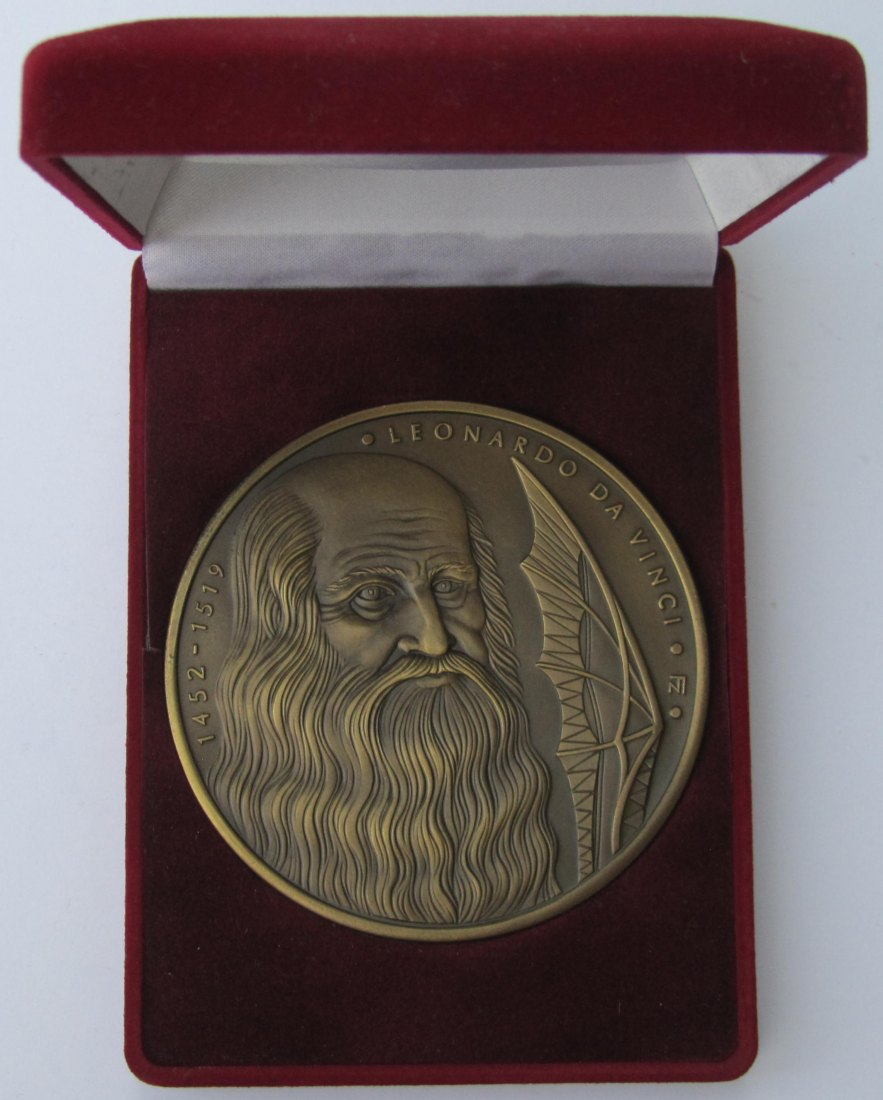  Tschechien: Große Bronze-Kunstmedaille Da Vinci/Ingenieurskammer, 164 g   