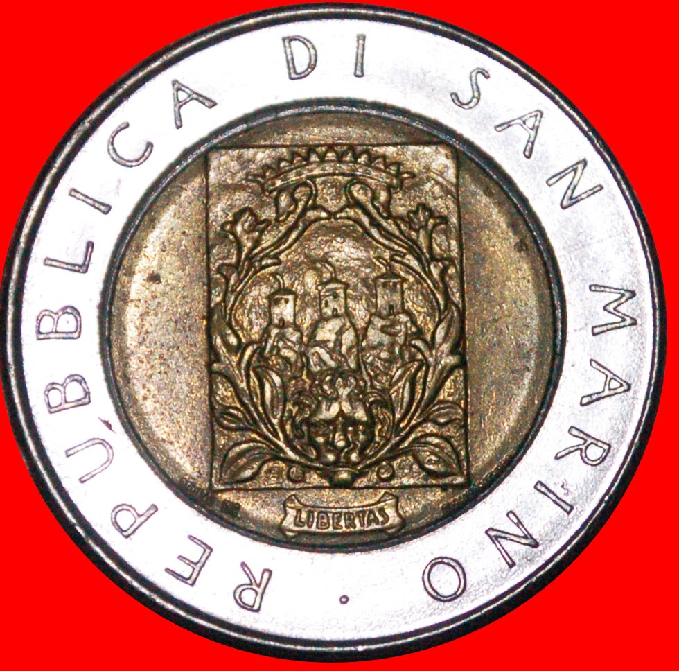 * BIMETALLISCH ITALIEN: SAN MARINO ★ 500 LIRE 1988R LÖWE UND TURM! OHNE VORBEHALT!
