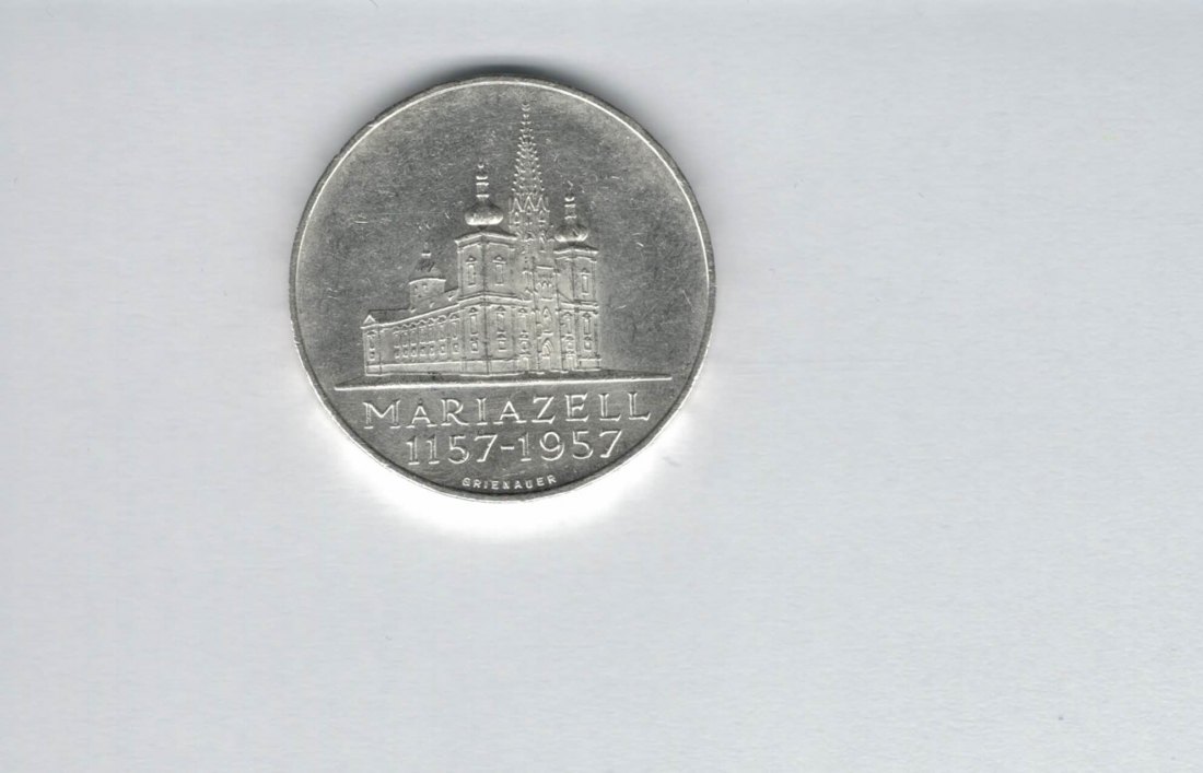  25 Schilling 1957 800 Jahre Mariazell 10,4g silber Gedenkmünze Österreich Spittalgold9800 (04588/3)   