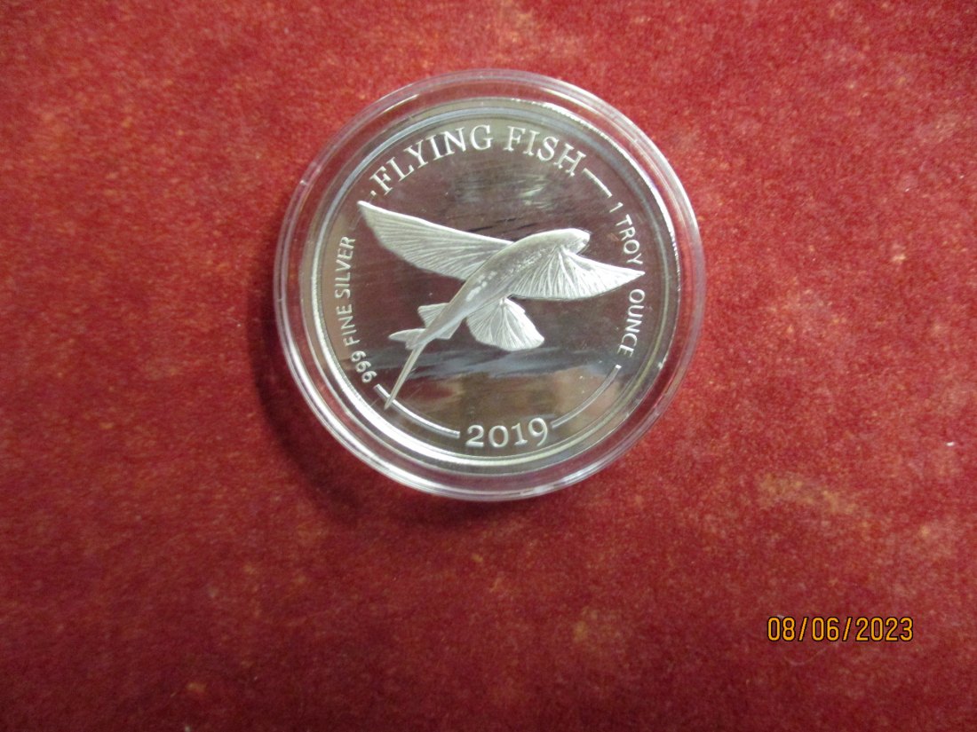  1 Dollar 2019 Barbados Fliegende Fische  Silber 999er   