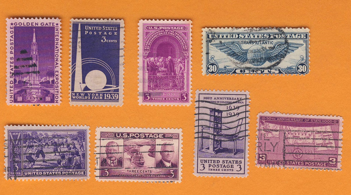  USA 1939 alle Einzelmarken aus 1939 Mi.447,448,449,450,451,452,453, + 454.kompl.   