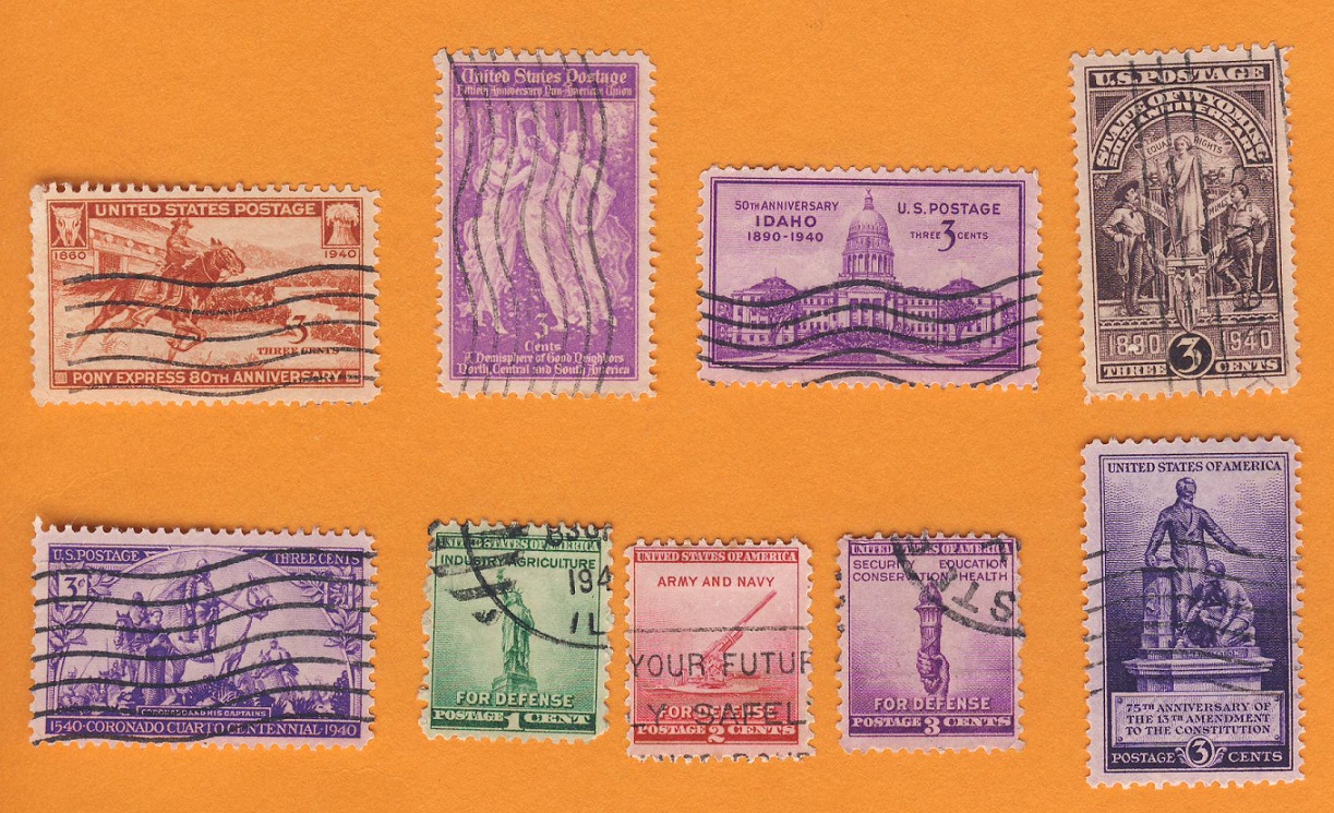  USA 1940 alle Einzelmarken aus 1940 Mi.490,491,492,493,494,495 - 497 kompl Satz + 498..kompl.   