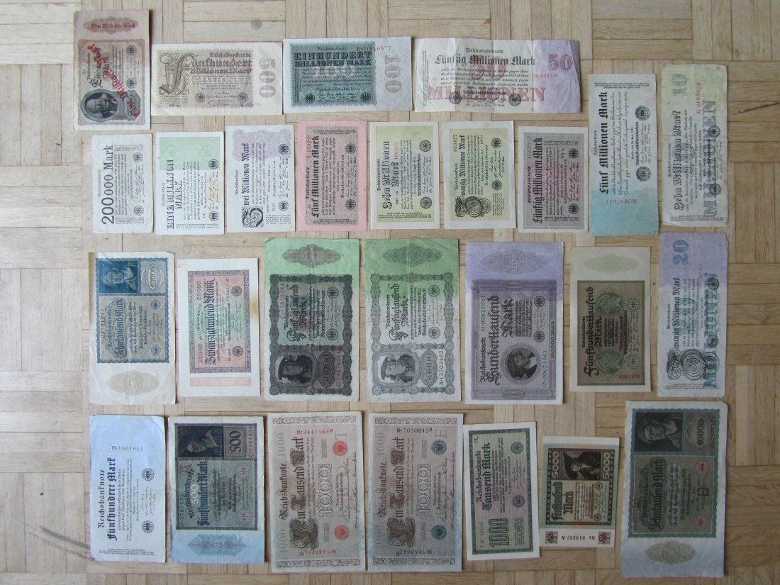 Deutsches Reich: Lot aus 27 verschiedenen Banknoten ab 500 Mark (bis 1923)   
