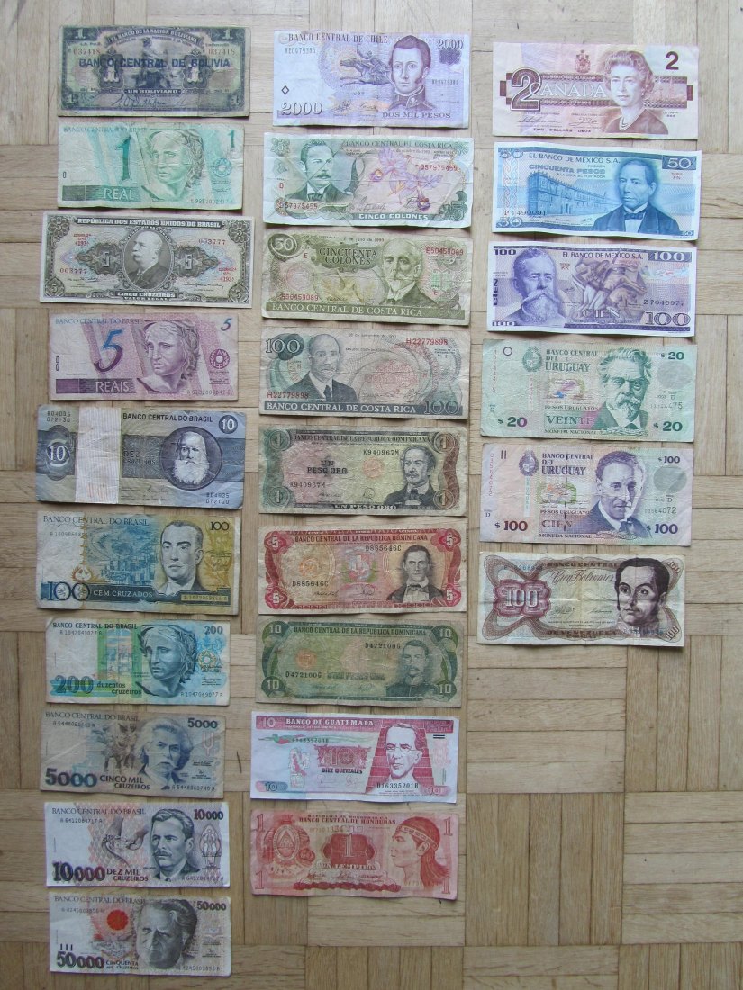  Amerika: Lot aus 25 verschiedenen Banknoten   