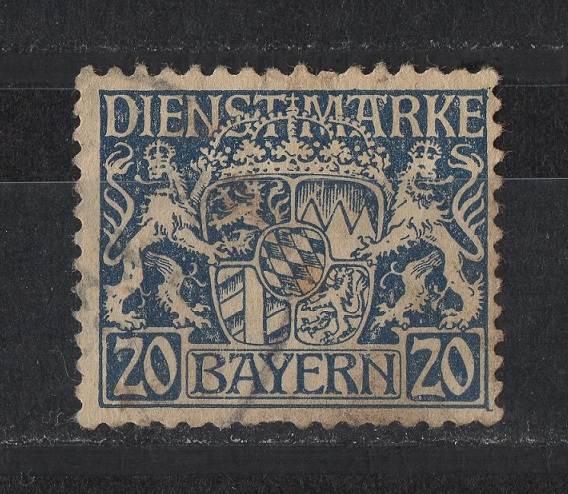  Bayern 1916-1920 Mi. 20 Dienstmarke zu 20 Pfennig / siehe scan   