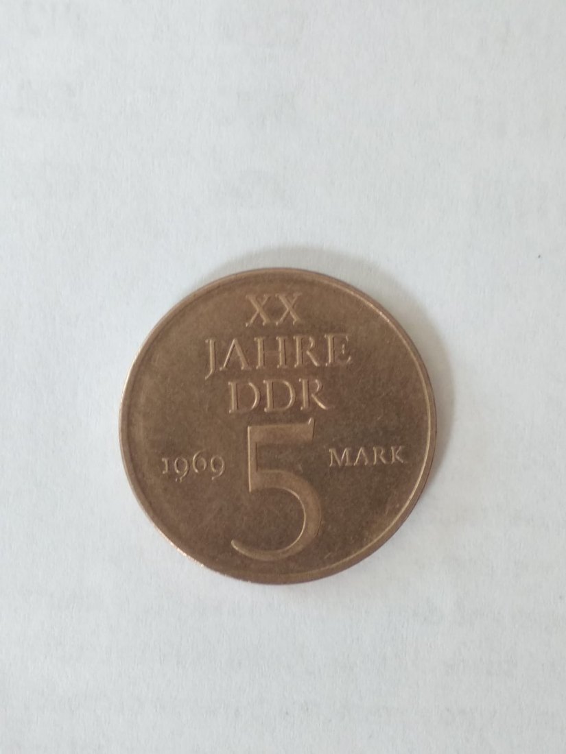  DDR, 5 Mark 1969, XX Jahre DDR   