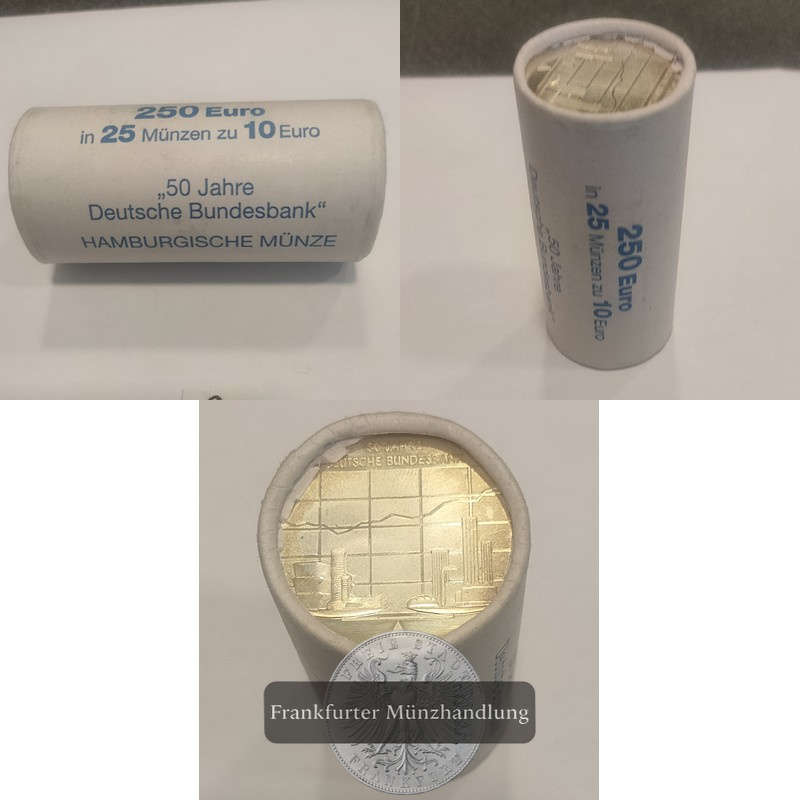  BRD  25x 10 Euro  2007  50 Jahre Deutsche Bundesbank FM-Frankfurt  Feinsilber: 416,25g   