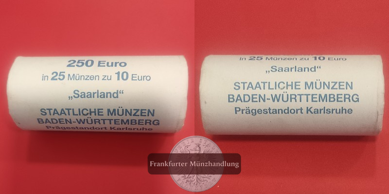  BRD  25x 10 Euro  2007  50 Jahre Bundesland Saarland  FM-Frankfurt  Feinsilber: 416,25g   