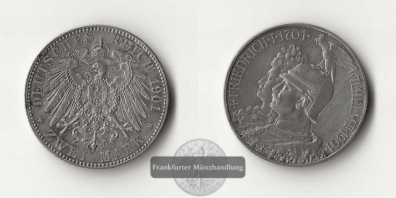  Deutsches Kaiserreich. Preussen, Wilhelm II.  2 Mark 1901 A  FM-Frankfurt   Feinsilber: 10g   