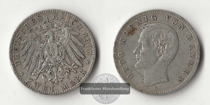  Deutsches Kaiserreich. Bayern, 2 Mark 1907 D   Otto  FM-Frankfurt Feinsilber: 10g   