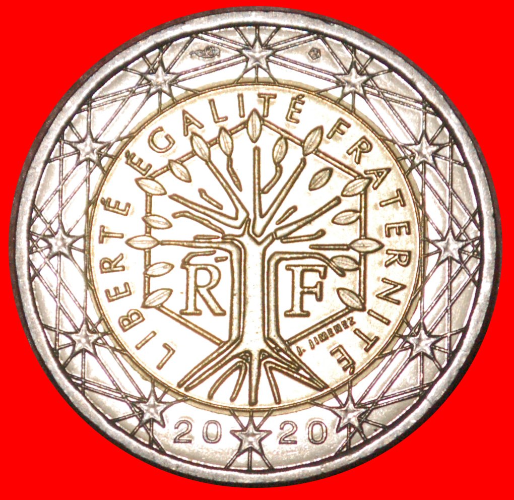 * NON-PHALLIC TYPE 2007-2021: FRANCE ★ 2 EURO 2020 WORLD TREE UNC MINT LUSTRE! LOW START★NO RESERVE!