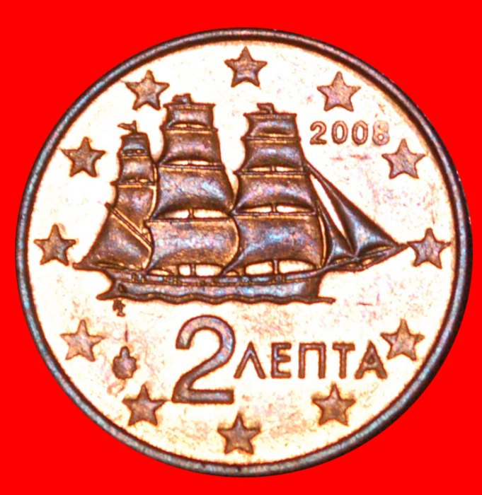  * SCHIFF (2002-2023): GRIECHENLAND ★ 2 EUROCENT 2008! OHNE VORBEHALT!   