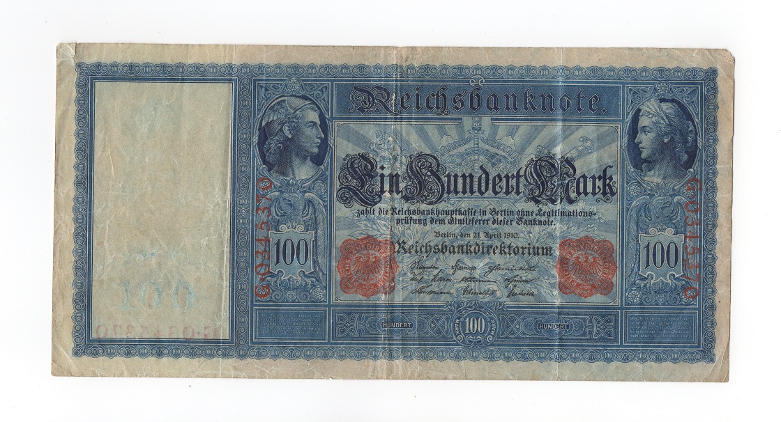  Dt. Reich 100 Mark 1910 - Banknote - Siehe scan   