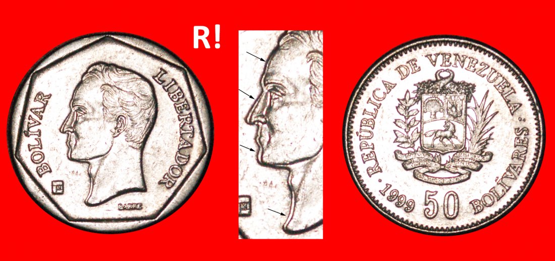  * ERROR BOLIVAR (1783-1830): VENEZUELA ★ 50 BOLIVARES 1999! CORNUCOPIAS!★ LOW START ★ NO RESERVE!   