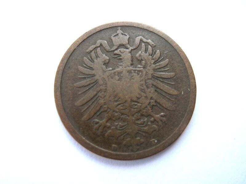  Seltene Antike Münze Kaiserreich 2 Pfennige 1873 D Pfennig kleiner Adler, ungereinigt   