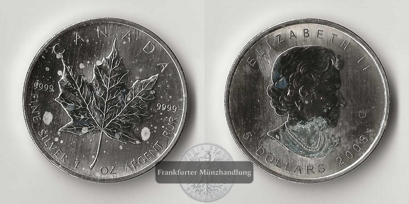  Kanada  5 Dollar Maple Leaf 2008  FM-Frankfurt Feinsilber: 31,1g   
