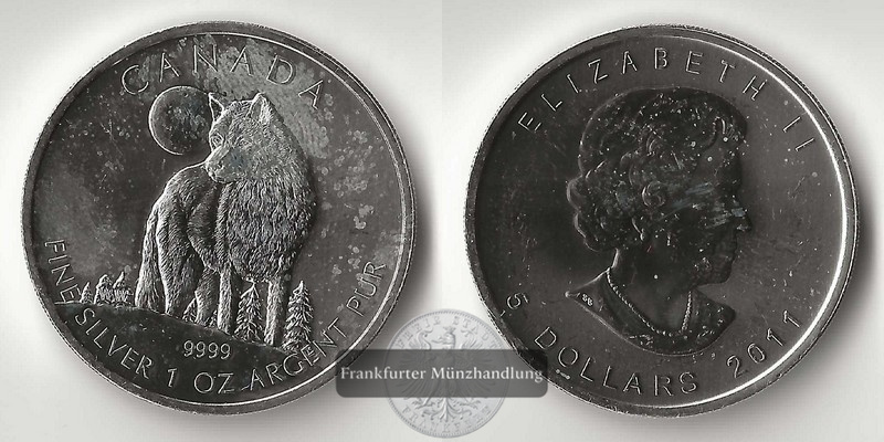  Kanada,  5 Dollar  2011   Wolf FM-Frankfurt   Feinsilber: 31,1g   