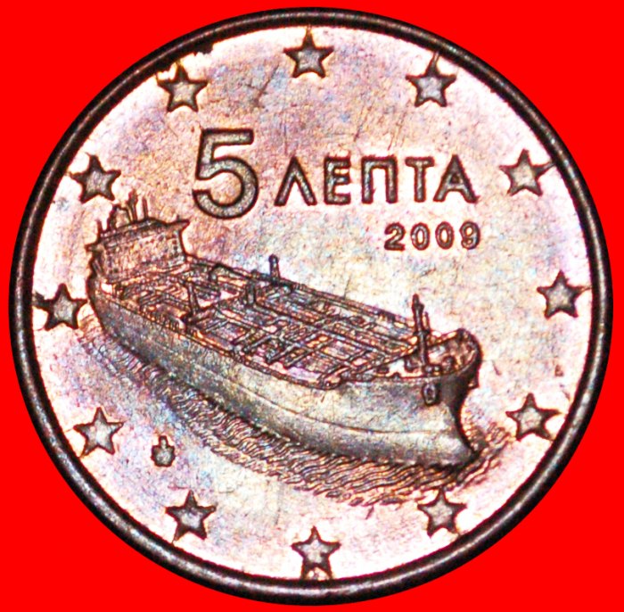  * SCHIFF (2002-2023): GRIECHENLAND ★ 5 EURO CENT 2009! OHNE VORBEHALT!   