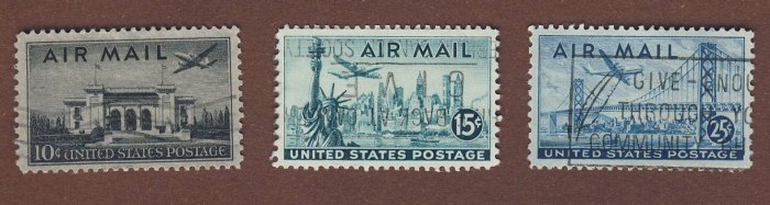  USA 1947 Flugpostmarken kompl.Satz. Mi.560 - 562 kompl.   