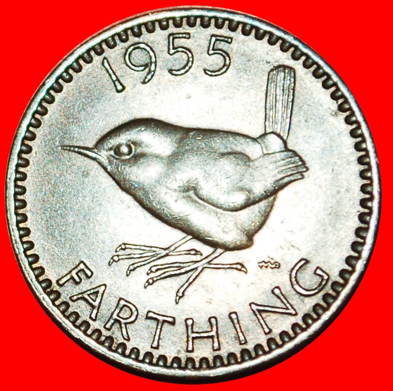  * WREN (1954-1956): UNITED KINGDOM★ FARTHING 1955! ELIZABETH II (1953-2022)★LOW START ★ NO RESERVE!   