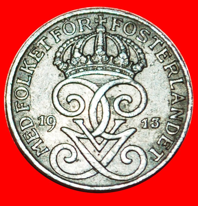 * 3 CROWNS: SWEDEN ★ 1 ORE 1913! GUSTAV V (1907-1950)★LOW START ★ NO RESERVE!